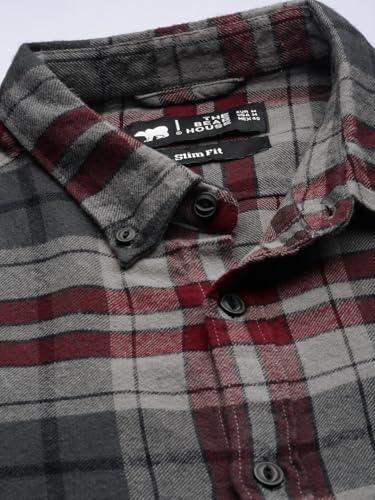 Image of THE BEAR HOUSE Men's's Checkered Flannel Shirt | Grey | TBH-KAMET-GY