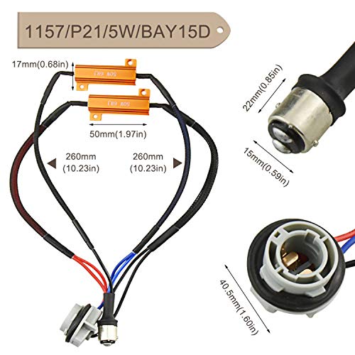 O-NEX BAY15d 1157 LED Load Resistor Kit 50W 8ohm Turn Signal Bulb Relay Harness Adapter Anti Flicker Error Decoder Warning Canceller by O-NEX - Used condition - Image 4