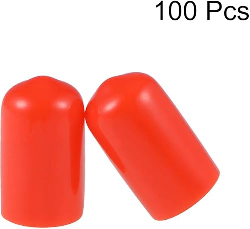 Miniatura 10 de uxcell 100 tapas de goma de 0.236 in de vinilo de identificación de tubo redondo tapa de perno cubierta de rosca protectores rojo