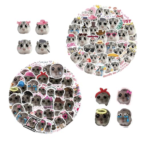 Bubaxuce 106PCS Lustige Und Süße Hamster Aufkleber Meme - Traurige Und Glückliche Hamster Vinyl Aufkleber Für Wasserflaschen Notizbücher Laptops Und Mehr - Komische