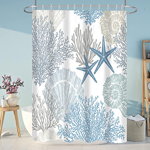 18meng Art Duschvorhang 120x190 cm Wasserdicht Waschbar Anti-Schimmel Polyester Duschvorhänge 3D Effekt Ozean Shower Curtains Textil Polyester Stoff für Badezimmer Badewanne mit 12 Duschvorhangringe