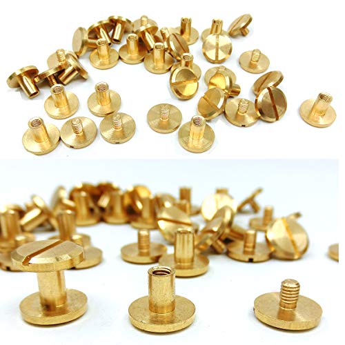 DANCEPANDAS Chicago inbindschroeven Zuiver koper Metaal Ronde kruiskopnagels Platte bevestigingen voor lederen boek… - Afbeelding 4