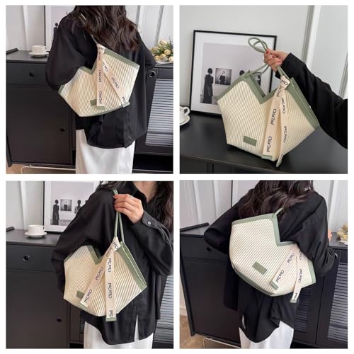 DOTBABY Heart Shaped Handbag, Fashionable Versatile Zippered Leather Shoulder Bag, Comfortable Hand Striped Tote Bags4