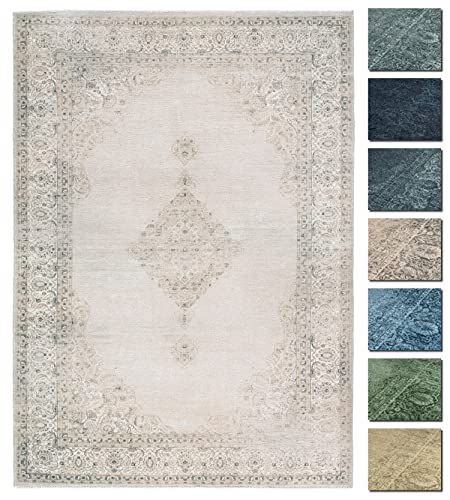 TESSO LIVING Kelim Vintage Teppich Laufer Sand 120 X 160 cm, Waschbar Boho Teppich Super Soft,...