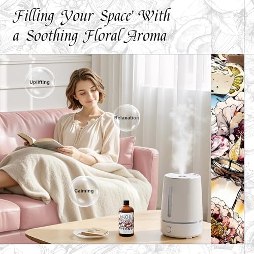 Image of HIQILI Peony Fragrance Oil for Diffuser, Candle & Soap Making - 5.07 Fl Oz | Idea for Making Women's Perfume, Car Air Freshener, Skin & Body Care - 150 ML