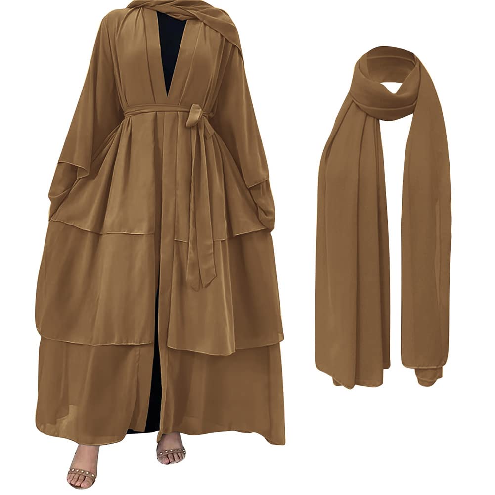 Abayas for Women Muslim Dubai Dress Solid Loose Fit Long Cardigan Islamic Kaftan Robe Open Front Maxi Length