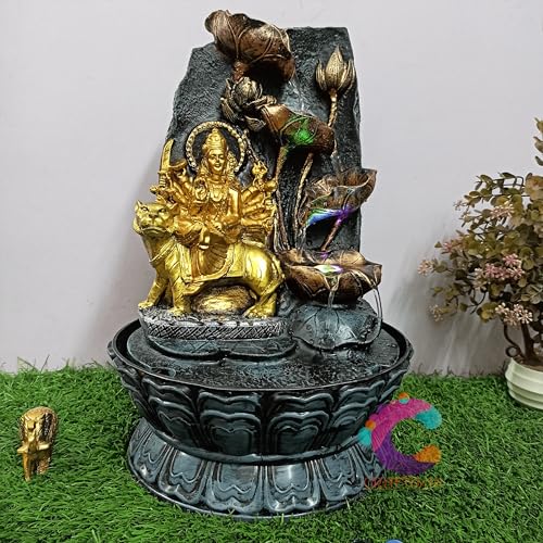 Image of Decorative Water Fountain for Home Decor, Office, Indoor & Outdoor, Garden, Puja Room, Vaastu, Reception, Spa, Gifting. (Durga Ma)