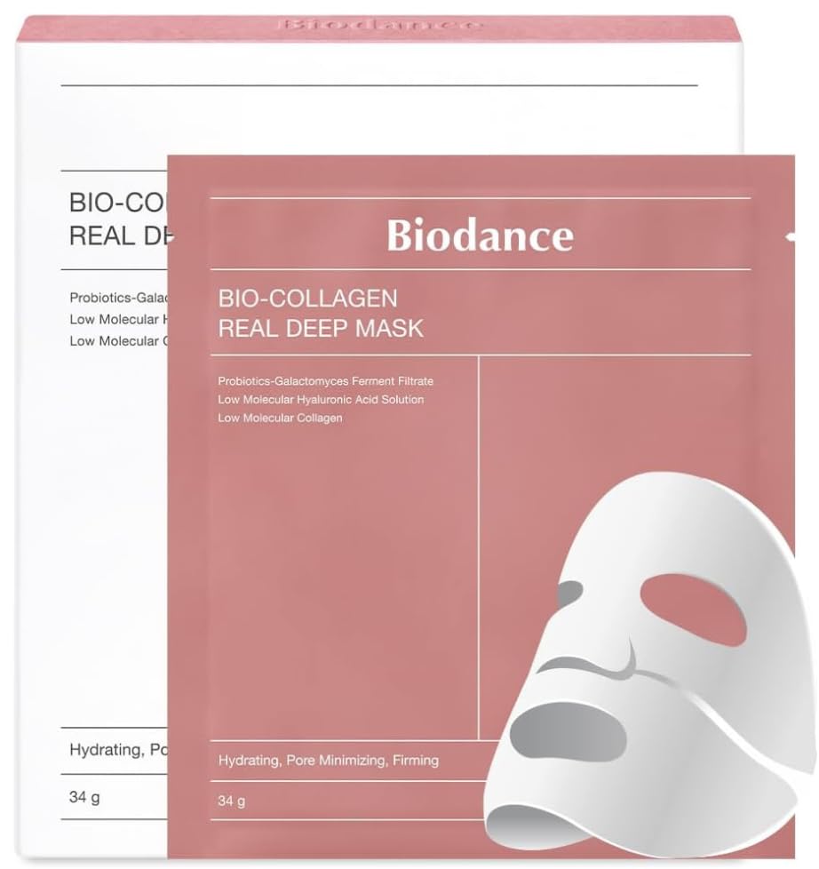 Bio-Collagen Real Deep Hydrating Overnight Mask, Pore Minimizing, Elasticity Improving, 34g x4