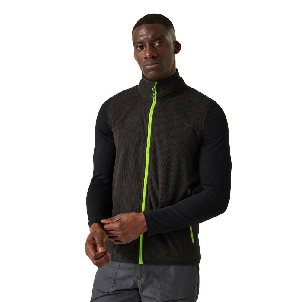 Regatta Professional Mens Fleece Gilet (XXL) (Black/Lime Green)
