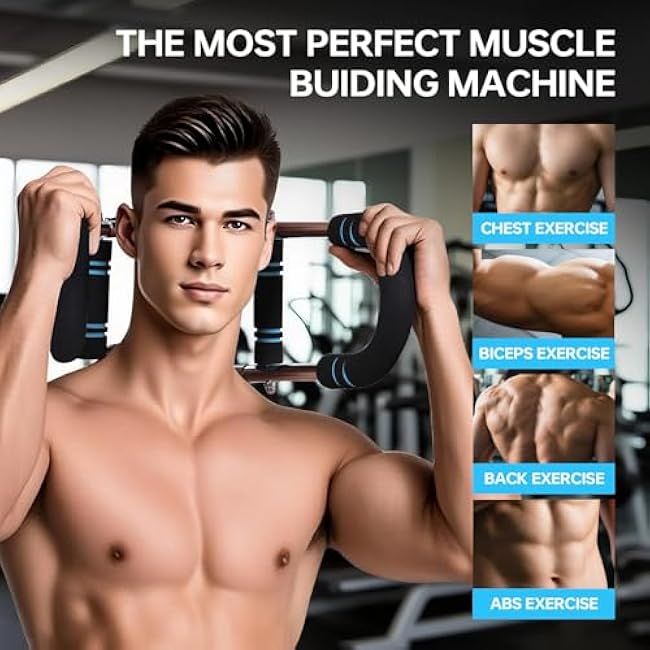 Twister Arm Trainer, 60-100lb Adjustable Chest & Arm Workout Tool, Compact Twister Arm Strengthener, Portable Power Twister Bar with Snap - Together Detachable Design for Fitness Anywhere(Blue)