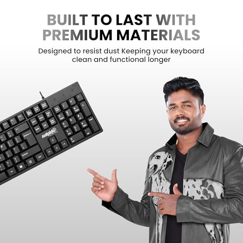 Image of G-501 Wired USB Office Keyboard with 104 Keys, Ergonomic Angled Design, Full-Size Keys for Comfortable Typing, Durable & Spill-Resistant for Daily Office & Home Use