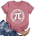 Ithalt Pi Day Shirt for Women: Happy Pi Day Shirts Funny Math Teacher T Shirts Pi Day Gifts Tops(Pink, Large)