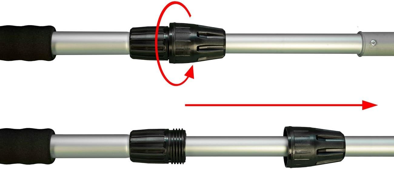 Yachticon Waschbürstenset Nr. 1 – Teleskopstiel 90–175 cm mit Wasserdurchlauf, Waschbürste ohne Seitenborsten & Schwamm-Abzieher für Boot, Auto, Wohnmobil & Caravan