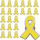 12/25/50/100/200 pieces Metal Yellow Ribbon Pin Awareness Ribbon lapel Pins Bone Cancer Awareness Support Campaign Charity Donation Event Gift Accessories Brooch pins bulk (12)