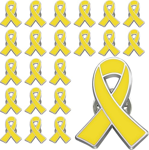 12/25/50/100/200 pieces Metal Yellow Ribbon Pin Awareness Ribbon lapel Pins Bone Cancer Awareness Support Campaign Charity Donation Event Gift Accessories Brooch pins bulk
