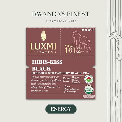 Luxmi Estates - Hibis-Kiss - Organic Hibiscus Tea - 50 Tea Bags | With Hibiscus, Strawberry, Organic Black Tea And Other Natural Extracts thumb #2