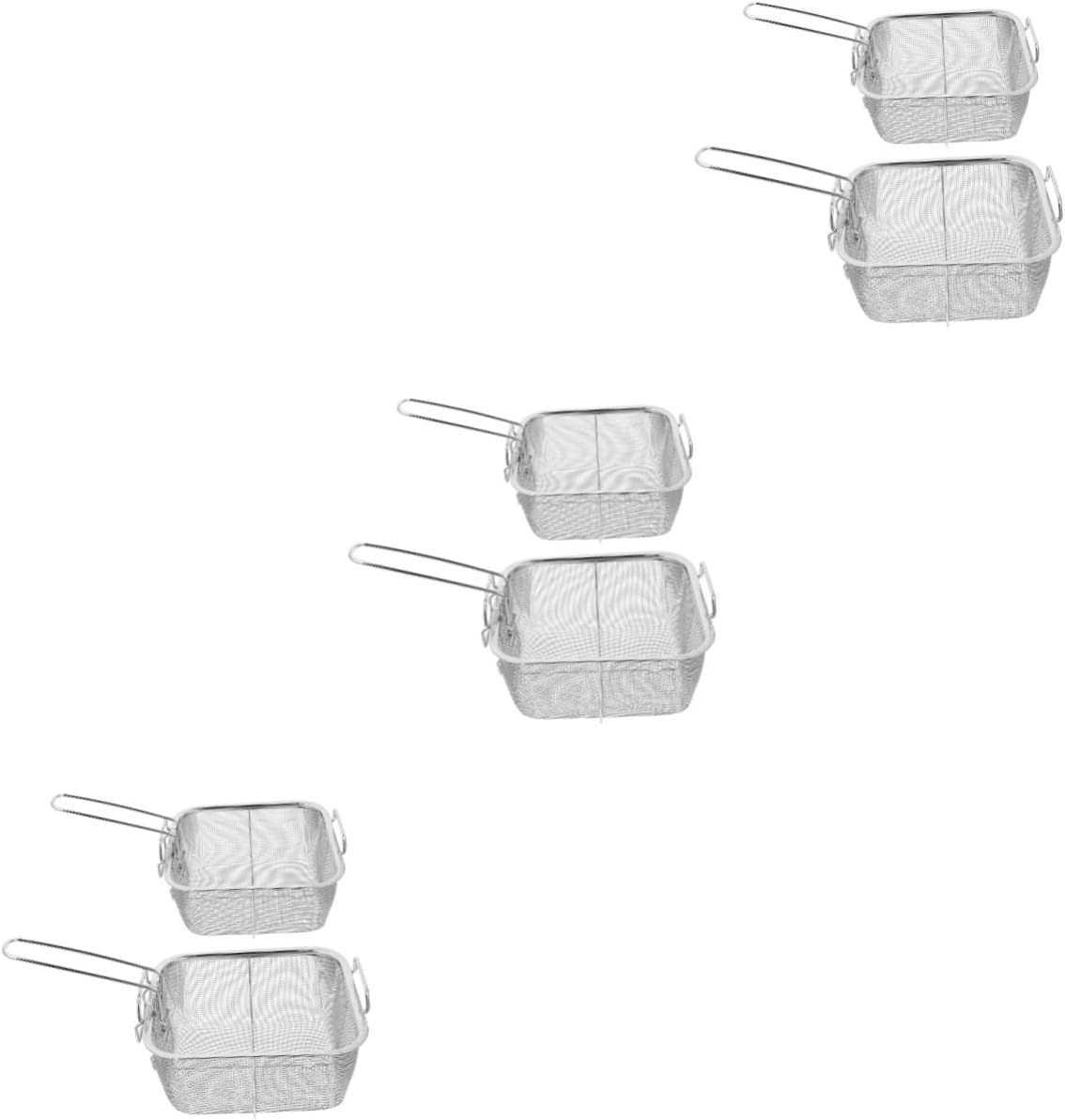8 Pcs Basket Noodle Strainer Wire Mesh Strainer Stainer Steel Strainer Snack Basket Deep Fryer Basket French Fry Chips Baskets Stainless Steel Silver Food Stainless Steel Container(Color:Silverx3pcs,S
