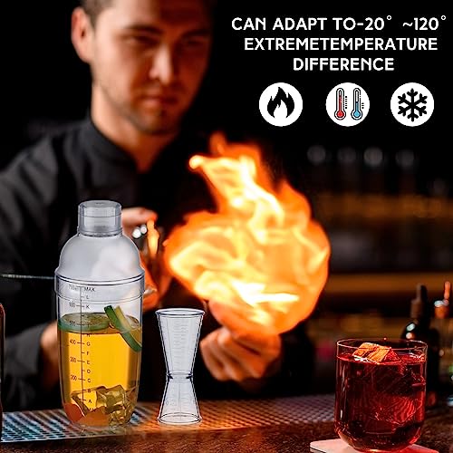 Uiifan 6 Pcs Plastic Drink Cocktail Shaker Set 4 Pcs 17 Oz 24 Oz Drink Mixer Hand Shaker Jigger Cup With Scales And 2 Pcs Ounce Cup Clear Cocktail Shaker For Bar Party Tea Mixing Tool thumb #3