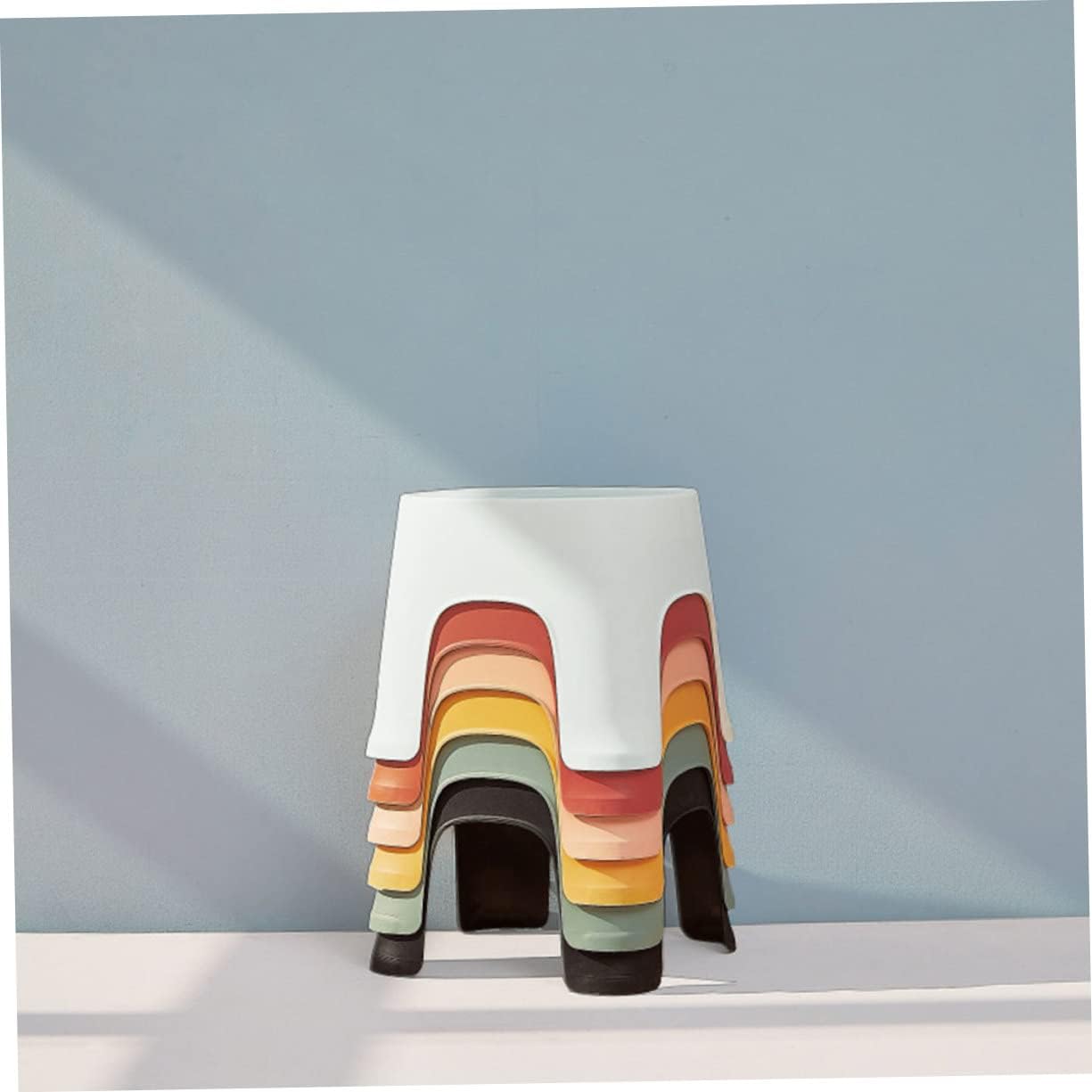 1pc Non-Slip Small Plastic Stool for Home Multi-use Step Stool for Bathroom and Shoe Wearing Lightweight and Sturdy Design for Adults Red