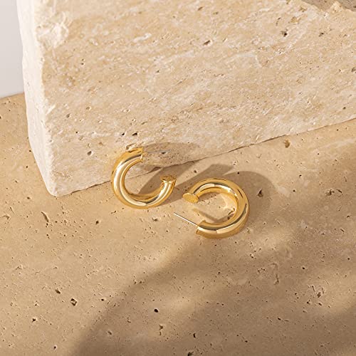 PAVOI 14K Gold Colored Extra Chunky 6.5mm Lightweight Open Hoops | Gold Hoop Earrings for Women4