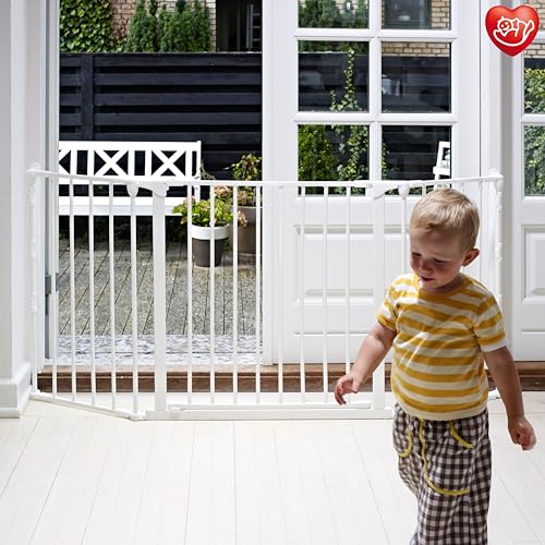 BabyDan Flex M, 90-146 cm, Treppenschutzgitter/Raumteiler, Weiß, Hergestellt in Dänemark - Schutzgitter/Sicherheitsgitter (Haustiergitter/Hundegitter/Hundelaufstall)