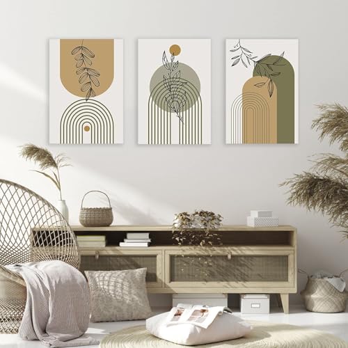 Affiche Boho Géométrique et Feuilles Vertes | Toile Salon Moderne - 4