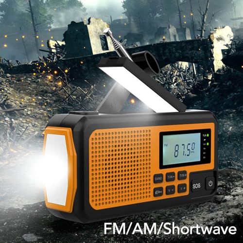 Radio de emergencia con manivela solar y linterna LED miniatura 7