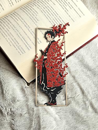 Image of 3D Flame Layered Anime Bookmark | Black and Red Japanese-Inspired Design, 15 x 5 cm | Collectible Fantasy Accessory