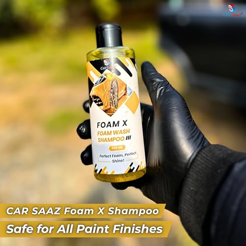 Image of CAR SAAZ Foam X Car & Bike Wash Liquid 200ml | Premium High-Foaming Shampoo | Snow Foam Wash Shampoo for Ultimate Clean & Shine | pH Neutral, Thick Suds, Highly Effective