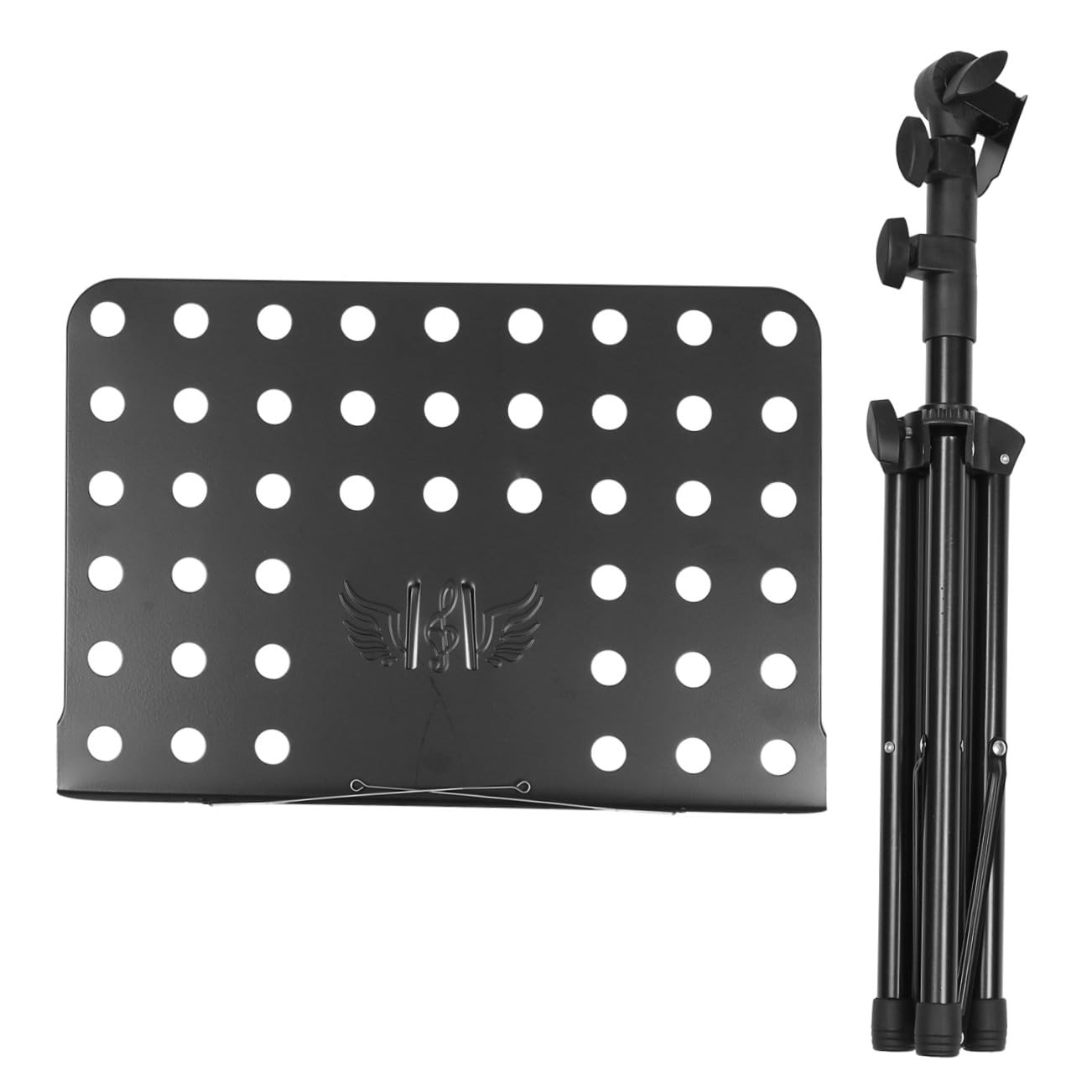Toddmomy Atril de Partituras Portátil y Multifuncional en Acero Ligero y Abs Negro para Guitarra y Violín Diseño Plegable y Manos Libres Adecuado para Tocar Música
