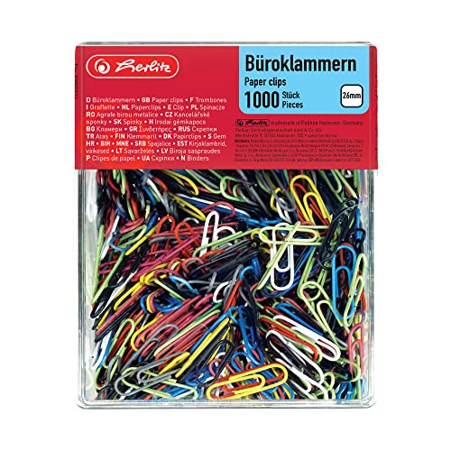 Herlitz 8859134 Büroklammern 26mm, 1000 Stück In Praktischer Aufbewahrungsbox