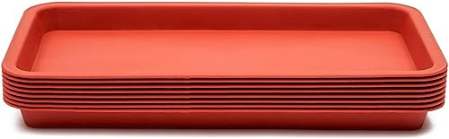 Miniatura 5 de Juvale Paquete de 8 bandejas de plástico para goteo, macetas, ollas, bandejas rectangulares para interiores y exteriores (rojo terracota, 6.5 x 12