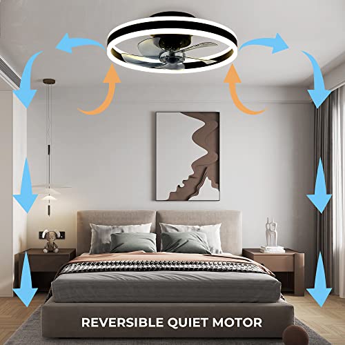 Chanfok Smart Ceiling Fans With Lights Compatible With Alexa And Google Assistant 20", Low Profile Ceiling Fan With Lights Remote,App Control,6 Speed Reversible Blades For Bedroom/Living Room #TOP4