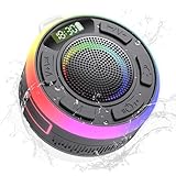 Cassa Bluetooth Doccia, Cassa Bluetooth Portatile IP7 Impermeabile con Ventosa, 360°Associazione Stereo Altoparlante Bluetooth con Luce LED Colorate, Speaker Bluetooth per Viaggi Doccia Esterno 2025