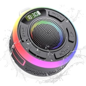 Foto di Cassa Bluetooth Doccia, Cassa Bluetooth Portatile IP7 Impermeabile con Ventosa, 360°Associazione Stereo Altoparlante Bluetooth con Luce LED Colorate, Speaker Bluetooth per Viaggi Doccia Esterno 2025