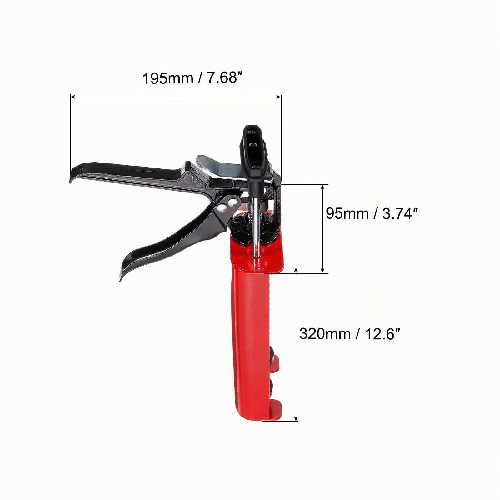 sourcing map Manual Adhesivo Aplicación Aplicador, Doble Componente Cartuchos Epóxico Calafateador Pistola, 25:1 Empuje Proporción para 400ml (1:1), Rojo