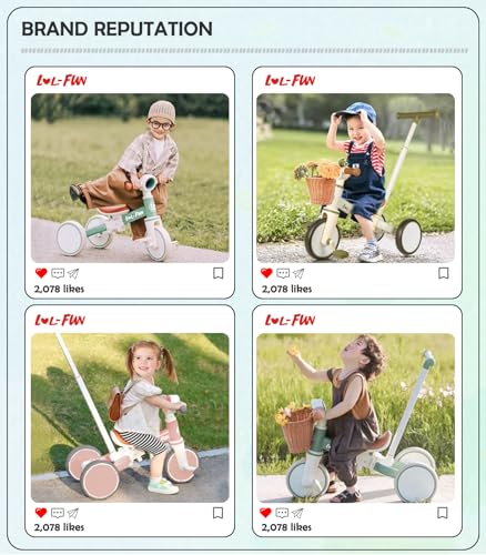 image for LOL-FUN Tricycle for Toddlers 1-3 Years Old Riding Toy, 5 in 1 Baby Ba