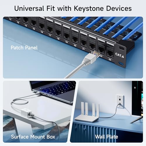 Cable Matters 180005x10-BLK Jack Keystone Cat6 RJ45 Negro Pack de 10 5