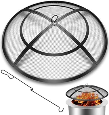 Fire Pit Spark Screen,22Inch Fire Pit Screen Cover Outdoor with Handle&Poker,Firepit Screens Round Cover Mesh Replacement Heavy-Duty Steel Fire Pit Covert for Backyard/Beach/RV Camping