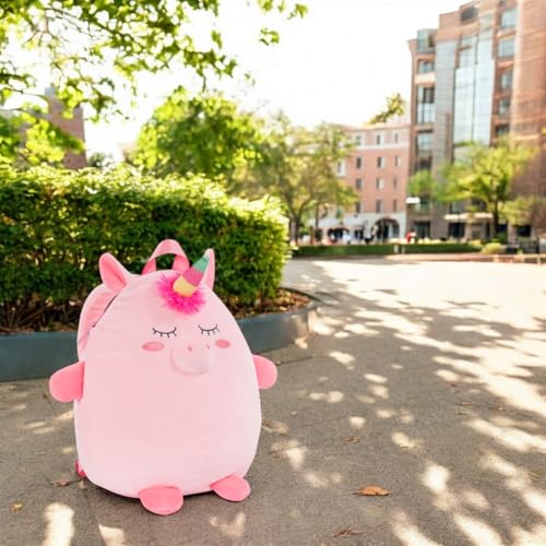Mochila de peluche de unicornio multicolor de tamaño normal para niños 7
