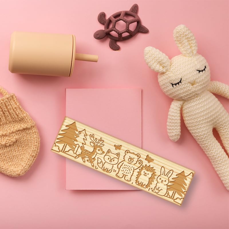 CHGCRAFT Pregnancy Test Keepsake Box Cartoon Cute Forest Animals Wooden Pregnancy Announcement Gifts Box with Raffia Ribbon and Lock Announcement Gifts for Dad Husband 8x2x1.2 inch - Image 4