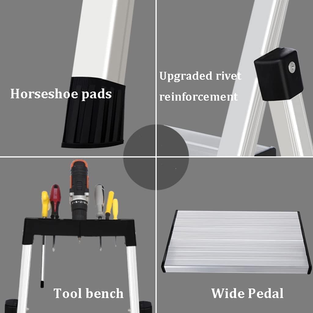 Step Ladder Aluminum Ladder with Tool Platform Folding Ladder Light Duty Step Ladders for Home and Outdoors 330lb Folding Ladder Telescopic Ladder(Size:4 Step Ladder)