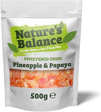 Nature s Balance Pineapple & Papaya Dried Fruit Mix 500g Diced Fruit Snack Additive Free | Vegetarian Vegan | Convenient Resealable Bag