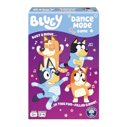 Orchard Toys Bluey Dance Mode Game Active Kids Card Game for Ages 3+ Fun Dance Spin & Move Play with Bluey Bingo & Family