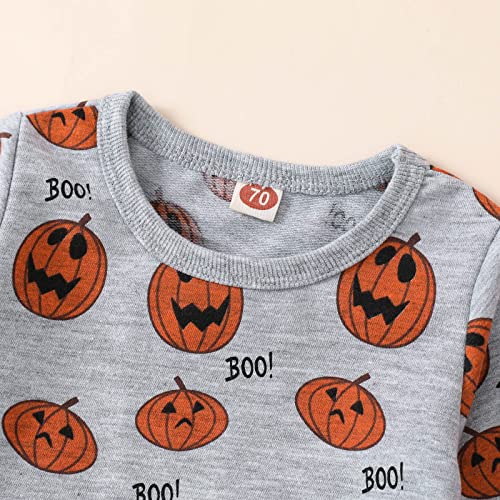 Infant Baby Boy Halloween Clothes Pumpkin Sweatshirt Long Sleeve T-Shirt Top Pants Sweatsuit Fall Outfits Set2