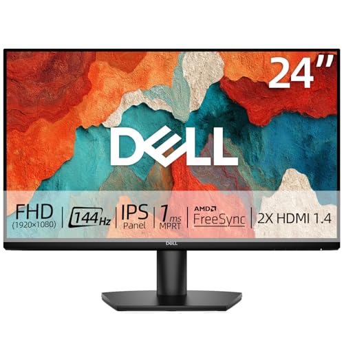 Image of Dell 24 inch Monitor, FHD (1920 x 1080), IPS Display, 144Hz Refresh Rate, AMD FreeSync, 1ms MPRT, Anti-Glare Screen, for Home Office & Gaming, 2 X HDMI 1.4, Ultra-Thin Bezel, VESA, Tilt Adjustable