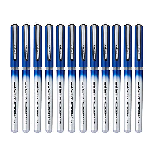 Image of uni-Ball QWiK Refill UB 215 0.5mm Roller Ball Pen | Blue Ink, Pack of 12