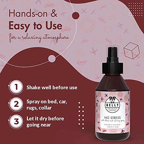 Belly - Anti Stress Spray Beruhigungsmittel für Hunde - Hunde Beruhigungsmittel wirkt wie Baldrian für Hunde - auch für Welpen - einfacher als Tabletten,Hunde Relax Spray,Beruhigungsmittel Hund 250ml