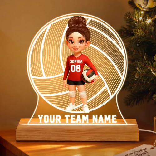 Lámpara de Mesa de Noche LED Personalizada con Ilusión 3D de Vóley miniatura 2