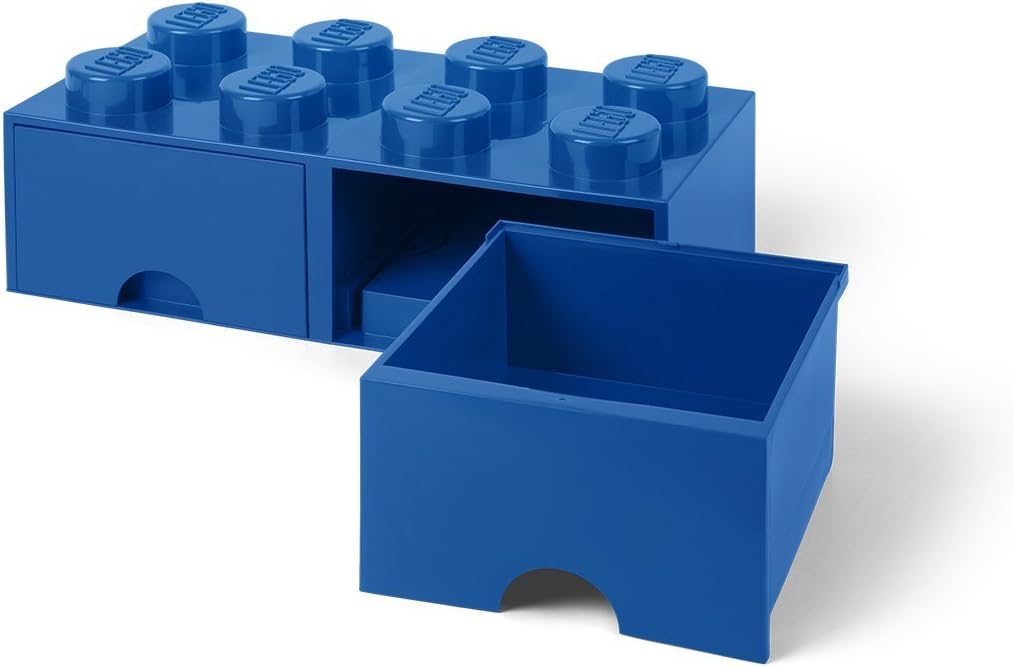 Room Copenhagen LEGO Brick Drawer, 8 Knobs, 2 Drawers, Stackable Storage Box, Bright Blue (40061731)